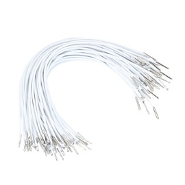 PATIKIL 10 Inch Elastic Barbed Cord, 50 Pcs 2mm Loop Stretch Round String with Metal Barb Fasteners for Hats Masks Menus Crafting Book, White (25cm)