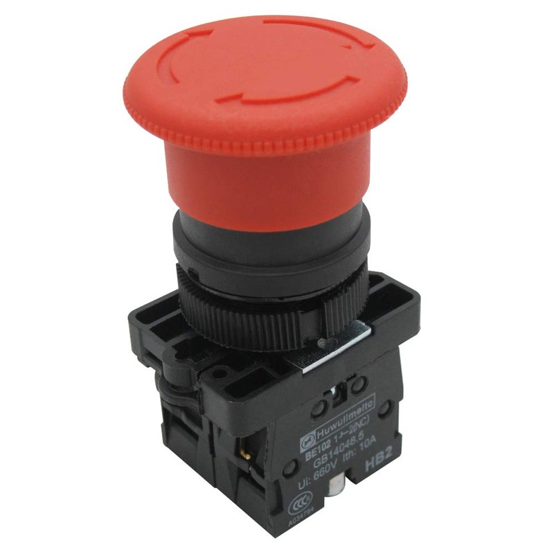 mxuteuk mxuteuk 2pcs 22mm 2 NC Red Mushroom Emergency Stop