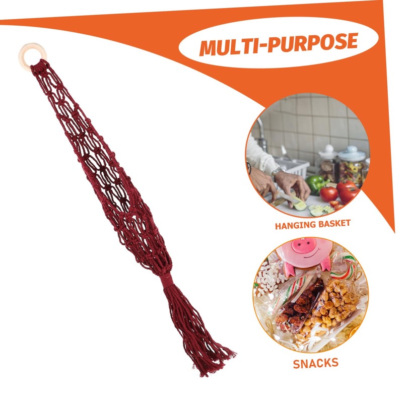 SHOWERORO Cotton Rope Basket Hanging Produce Basket Macrame Fruit Vegetable