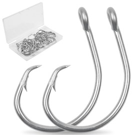 Circle Hooks Saltwater Fishing Hooks,35pcs Inline Wide Gap Circle Hooks Catfish Hooks Stainless Steel Big Game Fishing Hooks for Tuna Bass Bluegill Saltwater Freshwater 5/0-10/0