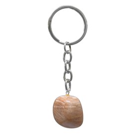 Amazing Gemstone Cream Moonstone Crystal Car Key Holder - Crystals and Healing Stones Car Keys Keychain for Gift for Christmas Stockings Stuffers for Women Men Teen Kids (Tumbled Crystal Keychain)