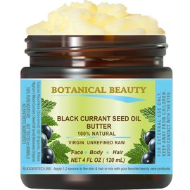 Botanical Beauty BLACK CURRANT SEED OIL BUTTER 100% Pure Natural VIRGIN UNREFINED Cold-Pressed for Face, Skin, Body, Hair, Lip, Nails. Rich in Gamma-Linolenic Acid, Vitamin E (4 Fl Oz)
