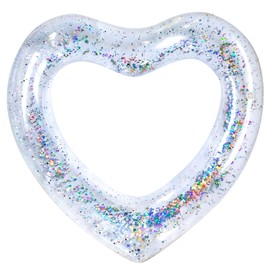 Heart Swimming Pool Float, Adult pool floats, Water Fun Beach Party Toys for Aults，Birthday scene layout props. (48IN,Transparent glitter)