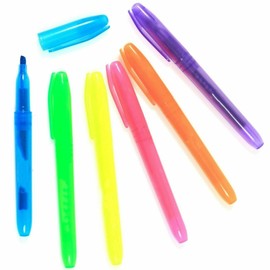 Highlighter Pens - Pack of 6 Assorted Fluorescent Colors Chisel Tip Home School Office Highlighter Pens