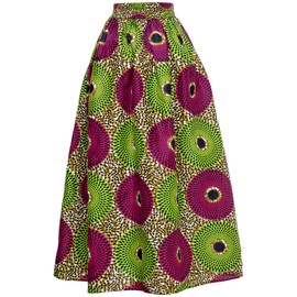 Shenbolen Women African Print Skirts Dashiki Long Skirt (Small, A)