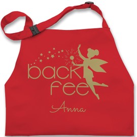 Geschenk mit Namen personalisiert by Shirtracer - Children's Apron for Boys and Girls - Baking Apron - Back Fairy Backfee, 2 red