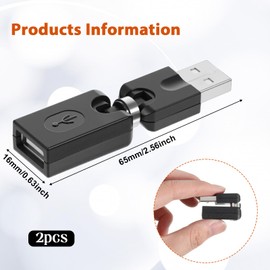Qulkws 2 Pcs USB 2.0 Adapter USB 90 Degree Adapter Rotating and Swivel Twist USB 2.0 Type A Male to Type A Female 360 Degre Rotation Adjustable Right Angle Extension Convertor (AM-FM)