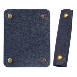 IUAQDP 2 Pieces Leather Luggage Bag Handle Wraps Handbag Handle Grip Protectors, Soft Purse Strap Cover Pad with Brass Clasps for Wallet Tote Bag Suitcase Travel Bag Shopping Bag, Blue, 5.12 x 4.13IN