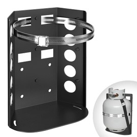 LCGP 5LB & 10LB Propane Tank Holder, Heavy Duty Steel Propane Tank Mount with Black Powder Coated Surface for RV, Trailers, Truck, Jeep, Camper, 304 Stainless Steel and Nylon Straps Protection