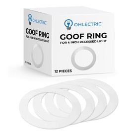 OhLectric 4 Inch Goof Rings for Wall- Premium Metal Goof Ring for Ceiling & Wall Fixtures- White Recessed Trim Ring for Lights & Patching Holes in Wall, 12-Pack