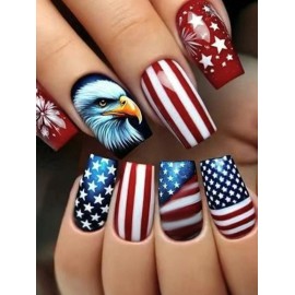 Unbranded False Nails 24pcs Set American Eagle