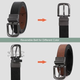 VONMELLI Boys Reversible Leather Belt School Uniform Casual Jeans Pants Belt for Kids Black Brown M