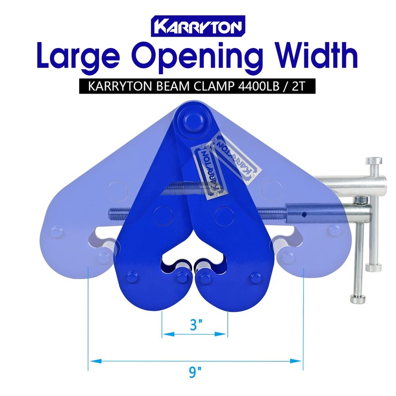 KARRYTON Beam Clamp 4400LB/2Ton,for Lifting & Rigging, 3-9Inch Beam Flange
