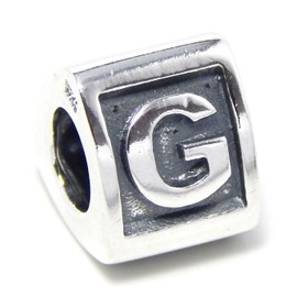 ICYROSE Solid 925 Sterling Silver Three Sided Alphabet Letter Triangle Charm Bead (G)