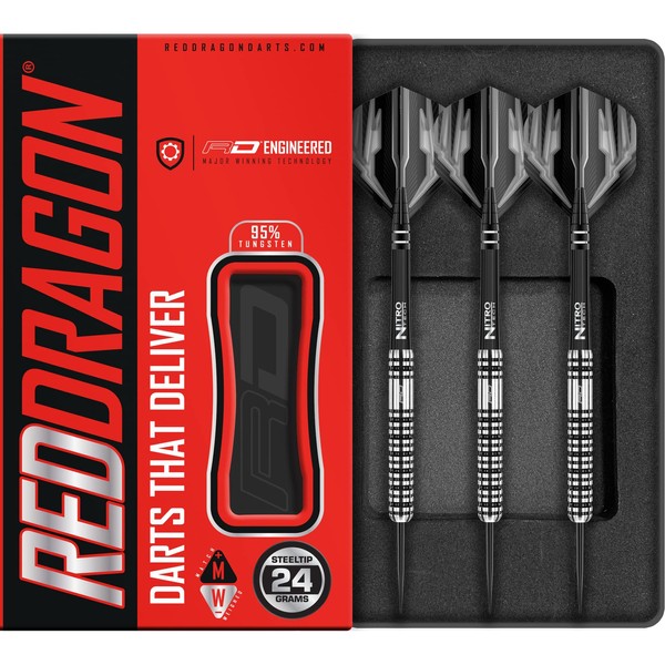 RED DRAGON Dragonfly 3: 24g Steel Tip Darts with Flights and Darts Stems