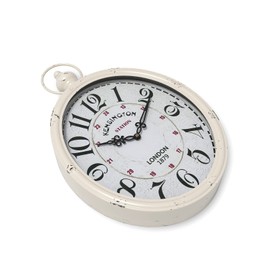 Menterry Oval Retro Wall Clock, Rustic Vintage Style, White Antique Design, Battery Operated Silent Decor Large Wall Clocks for Kitchen,Farmhouse,Office (15.5" H x 10.5" W)