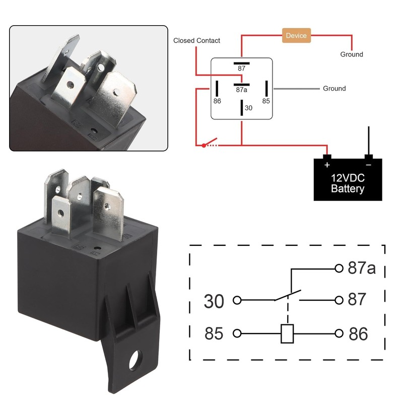 Weasch 24V JD2914 80A Heavy Duty Relay with Harness, 5-Pin