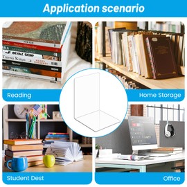 UCAMP Pack of 8 Clear Acrylic Book Stands, Acrylic Bookends, Suitable for School, Home, Office, Library, Bedroom and Desk Organisation, Bookend Set