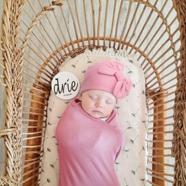 DRESHOW Newborn Receiving Blankets Cotton Warm Sleepsack with Mittens&Bow Hats Hospital Baby Swaddling