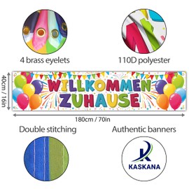 Welcome Home Banner 180 x 40 cm - Welcome Garland - Welcome Back Decoration - Vivid Digital Print - 110 Denier Polyester - Double Stitching (White)