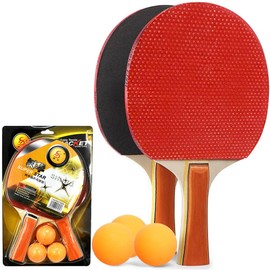 Table Tennis Bats-Ping Pong Bat Table Tennis Set High-Performance Bats and Table Tennis Balls Portable Ping Pong Set with 2 Paddle 3 Table Tennis Balls Ideal for Beginners, Professionals Play