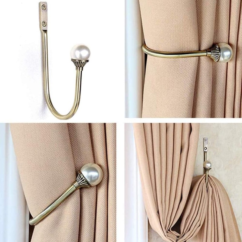 Coolnice 4 Pack Curtain Holdbacks Wall Mounted Curtain Tiebacks Hooks
