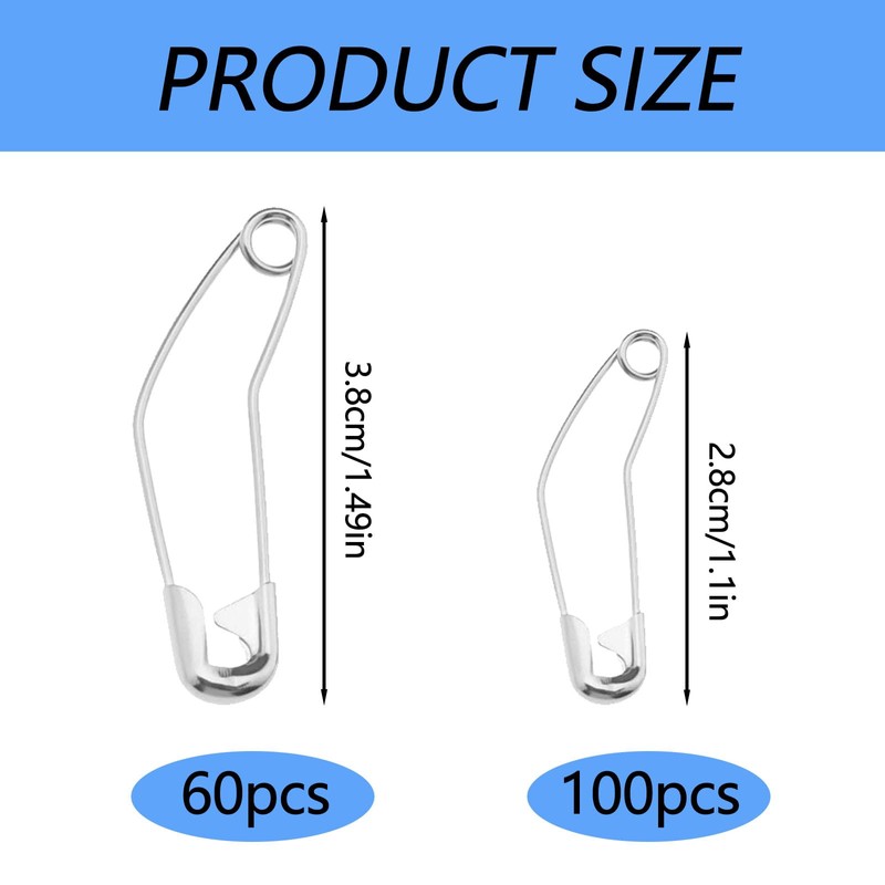 160Pcs Safety Curved Pins Large Safety Pins Crafting Quilting Sewing