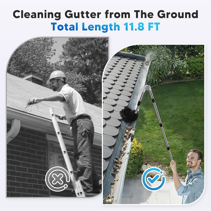 11.8 FT Gutter Cleaning Tools From the Ground, No Ladder