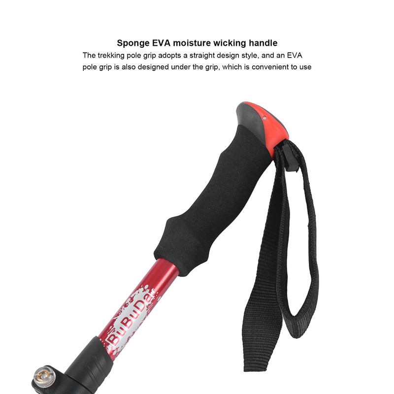 Aluminium Alloy Trekking Poles 5 Sections Collapsible Hiking Walking Climbing