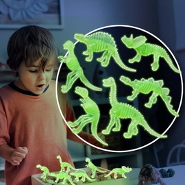 12pcs Glow in The Dark Mini Dinosaur Toy Set, Great for Birthday Gift Bags or Party Favors, Goodie Bags, Easter Baskets, and Christmas Stocking Stuffers
