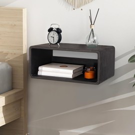 WDSHIYI Wood Floating Nightstand Side Table 18”x 10”x 7.5” Rustic Black, Modern Wooden Floating Nightstand for Bedroom Bedside Table for Bedroom Living Room Office Home Decor