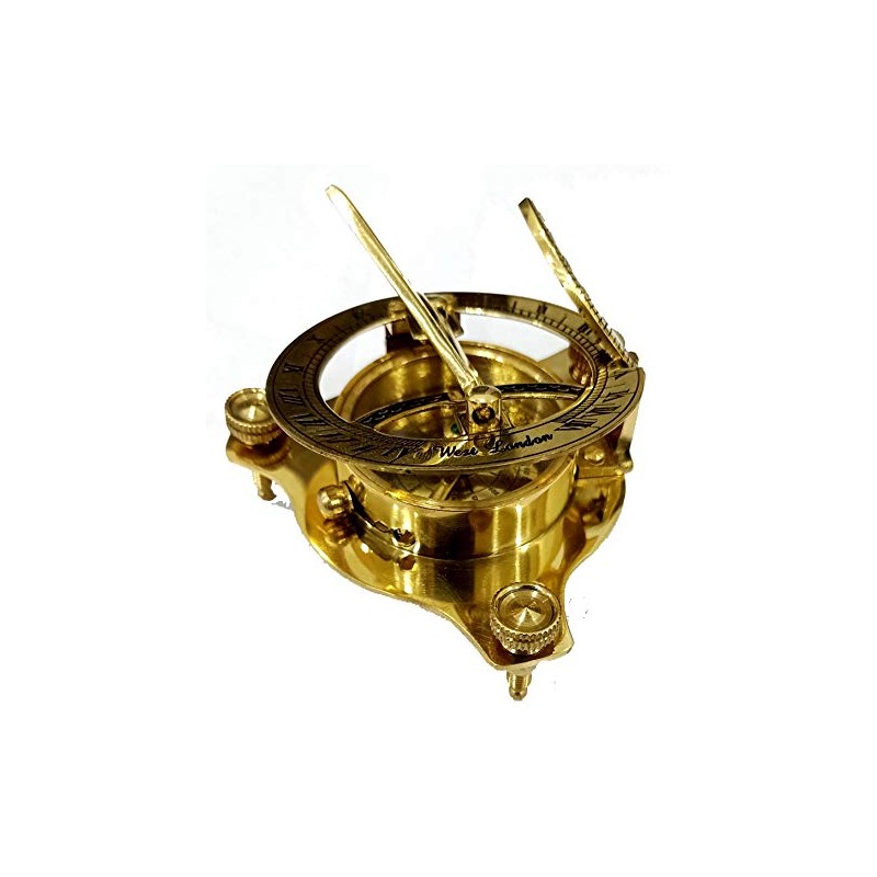 Nautical Sundial Compass - Solid Brass Sun Dial 3" Brass