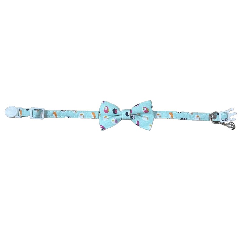 Cute Sushi Cat Collar in Mint with Bow Tie, Quick