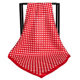 Silk Like Hair Scarf Square Scarf Fashion Dots Pattern Neck Scarfs for Women Red 21" x 21"
