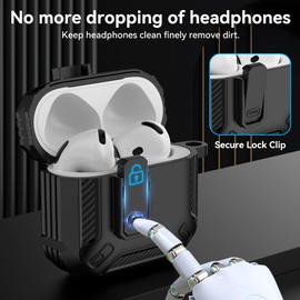 Citymore for AirPods 4th Generation Case (2024),Compatible with AirPods 4 Case,Compatible with MagSafe, Shockproof Cover with Keychain - Lightweight and Durable,Drop Protection,Black