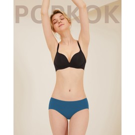 POPKOK Period Underwear Womens Cotton Hipster Postpartum Menstruation Panties 3 Pack(Small, Dark Grey/Dark Blue/Dark Red)