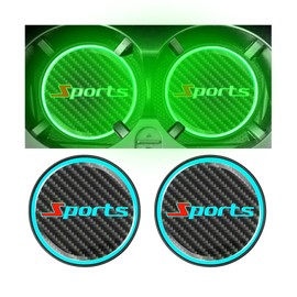 Adunsiaoto Pack of 2 Drink Holder Coasters for Car Accessories Interior, Universal Car Drink Holder Coaster, Luminescent Light Cup Pad (Sport)
