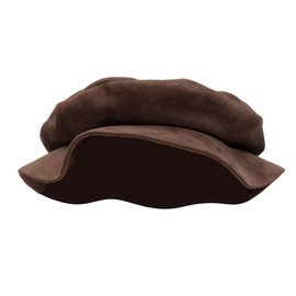 FURPHI Medieval Tudor Flat Cap Faux Suede Hat Renaissance Ren Faire Costume Accessories for Men Women (Brown)