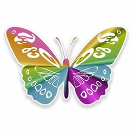 2 x 10cm/100mm Pretty Butterfly Vinyl Sticker Decal Laptop Car Travel Luggage Label Tag #9593
