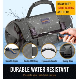CRAFT911 Durable Tool Bag Organizers w/Detachable 6 Tool Pouches - Small | Compact & Lightweight Tool Roll Up Organizer for Electrician, Mechanic, Hobbyist