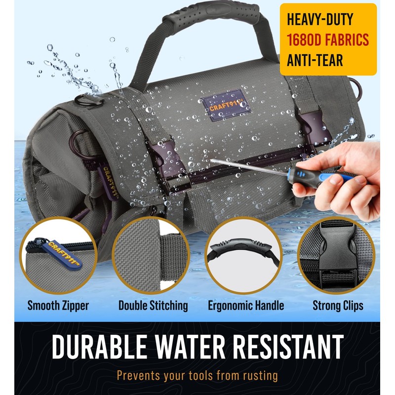 CRAFT911 Durable Tool Bag Organizers w/Detachable 6 Tool Pouches -