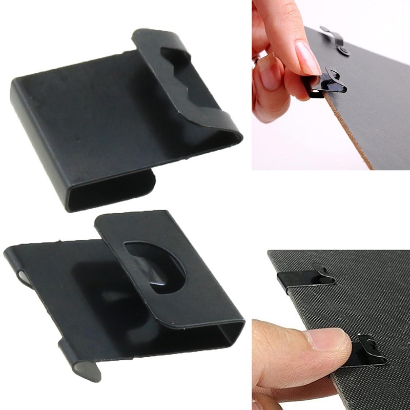 Heyous 100PCS Photo Frame Clips Black Metal S Hook Back