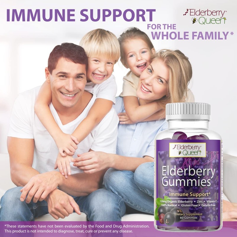 Elderberry Queen Organic Elderberry Gummies 60 ct - Immune Support