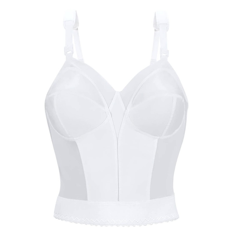 Exquisite Form womens Back Close Longline Bra, White, 42DD US