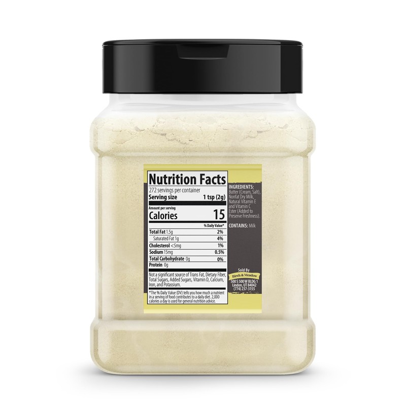 Birch & Meadow Butter Powder, 1.2 lbs, Popcorn Topping, Rich