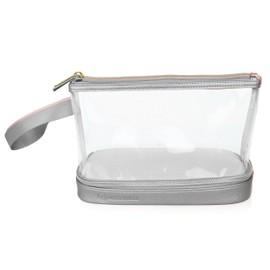 BUTLERBELL® Transparent Toiletry Bag with Opaque Part, 1 Litre Bag for Aeroplane Hand Luggage, Toiletry Bag for Transporting Liquids, Cosmetic Bag, Transparent, Travel Accessories, silver
