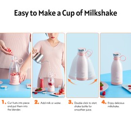 Portable Mini Fast Blender 350ml Juicer Cup with Wireless Charging 4 Blades for Smoothie Milkshake Juice  Food