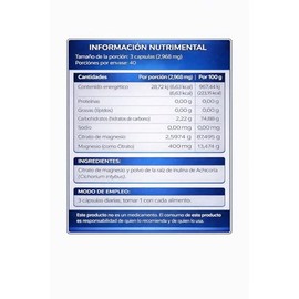 NLS Essentials® | CITRATO DE MAGNESIO PURO | 120 cápsulas | Alta Absorción | 2,597mg por porción