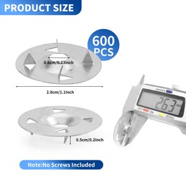 YKUKIZEE 600PCS Tile Backer Board Washers 28 mm, Easy Fix Washers, Galvanised Steel 4-Claw Insulation Washers for Insulation Boards Thermoboard Gypsum Board