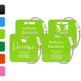 Etiquetas de equipaje acrílicas personalizadas con lazo de acero – juego de 4